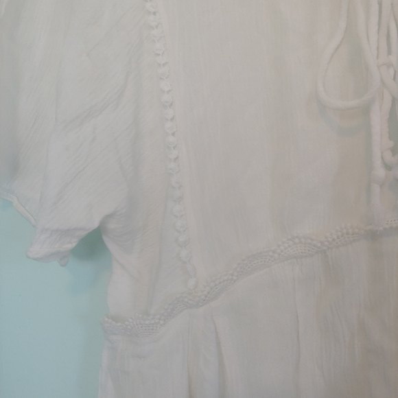 Zara White 100% Viscose Lace Up Blouse Size Small - Picture 3 of 6